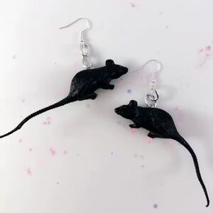 Black Mouse Rat Earrings